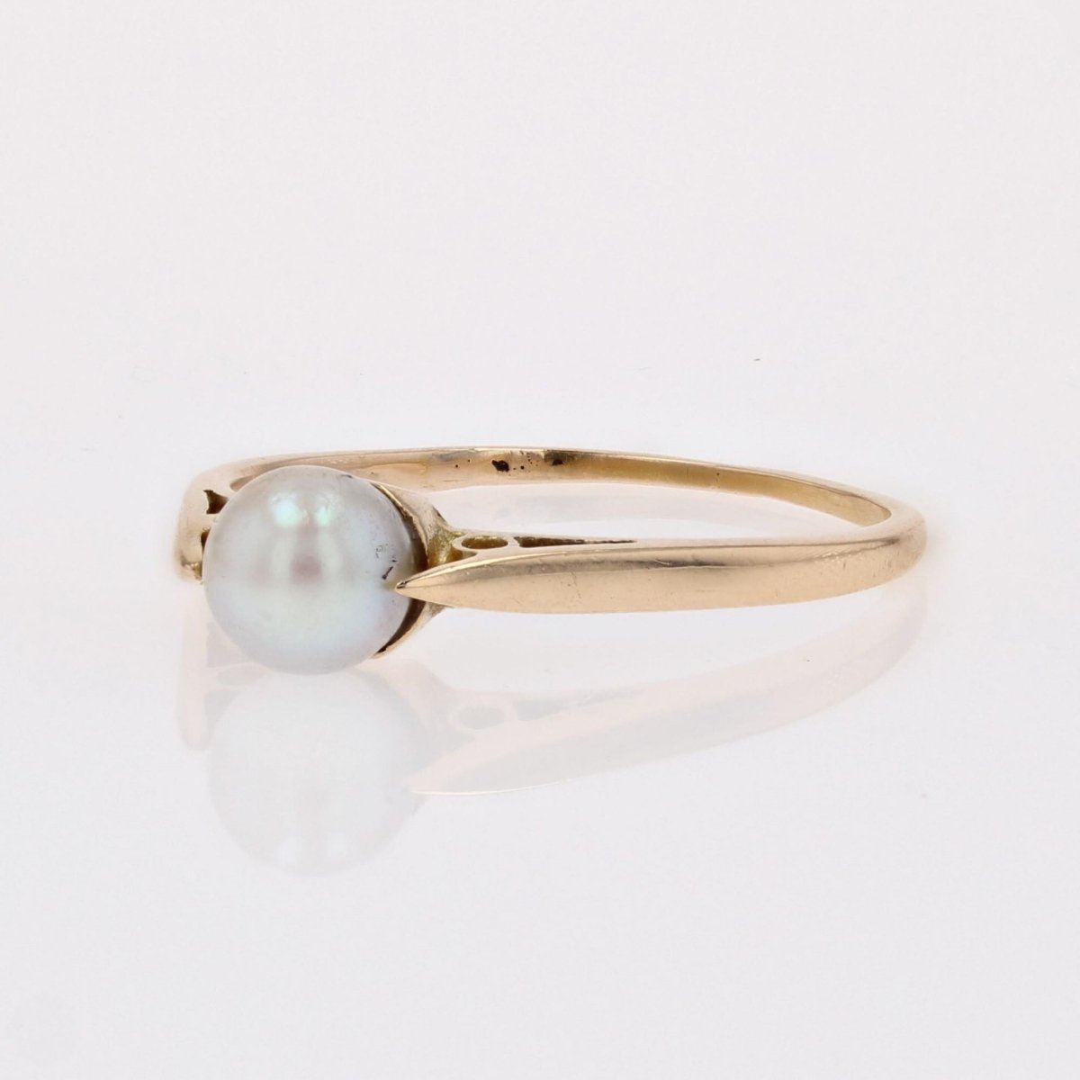 Solitaire or jaune perle de culture - Castafiore