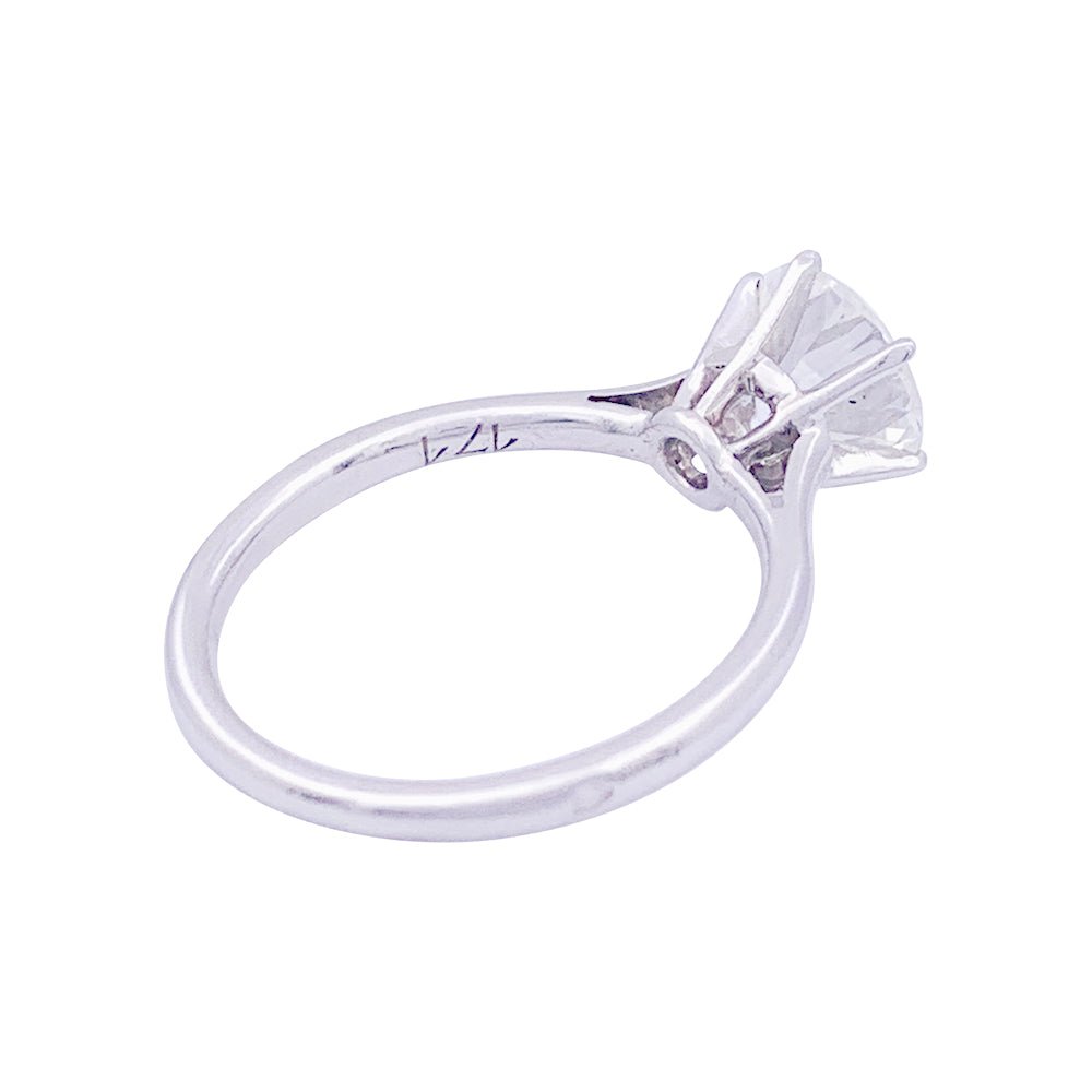 Solitaire platine, diamant 1,71 carat. - Castafiore