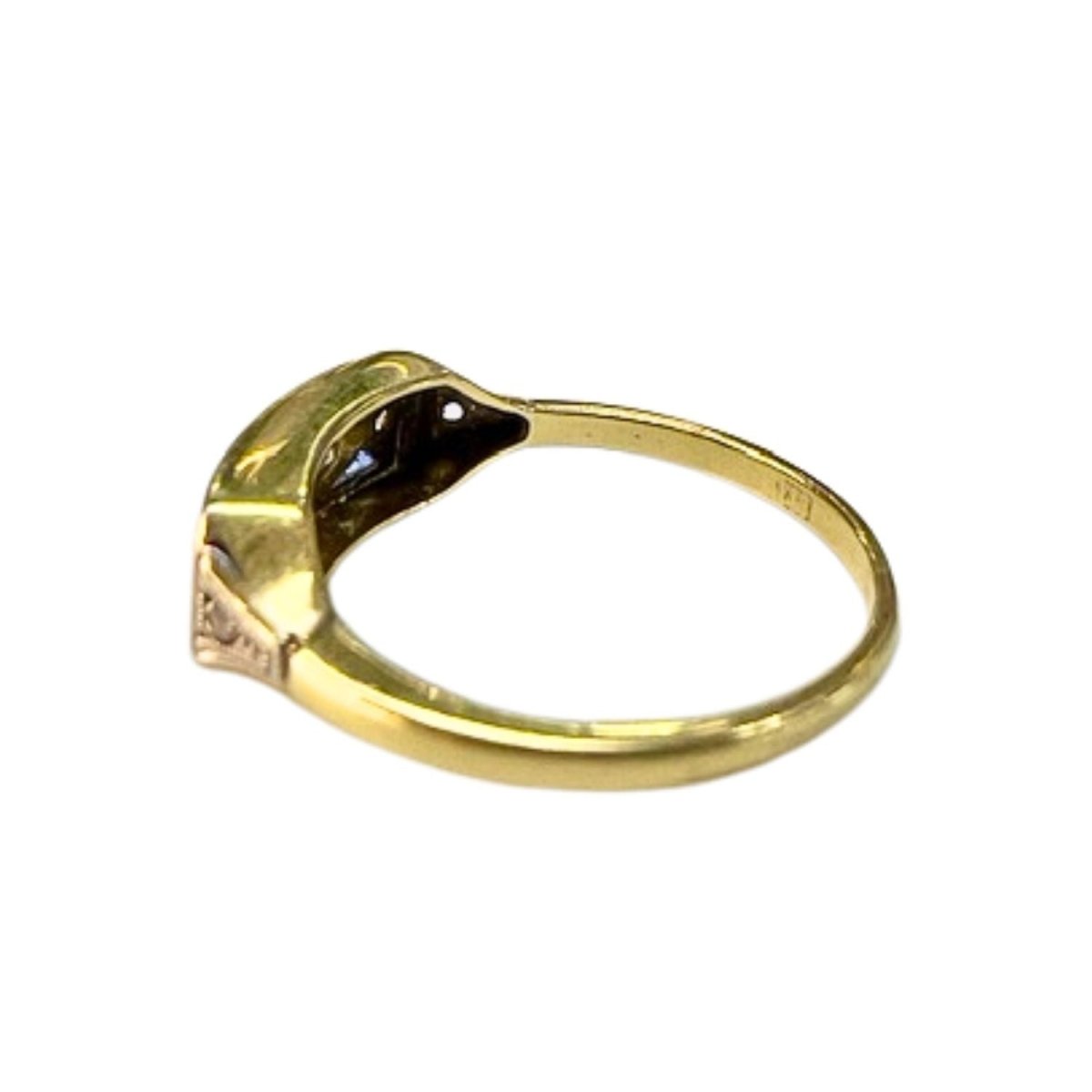 SORTIJA ART DECO EPOCA 1920 - 1925 de ORO 18 kts y PLATINO con DIAMANTES y ZAFIROS - Castafiore