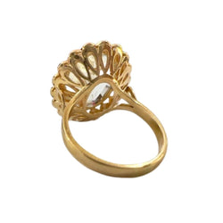 SORTIJA DISEÑO CONTEMPORÁNEO, DISEÑO CLÁSICO de ORO 18 kts con DIAMANTES y AGUAMARINA. PIEZA FRANCESA (BORDEAUX) - Castafiore