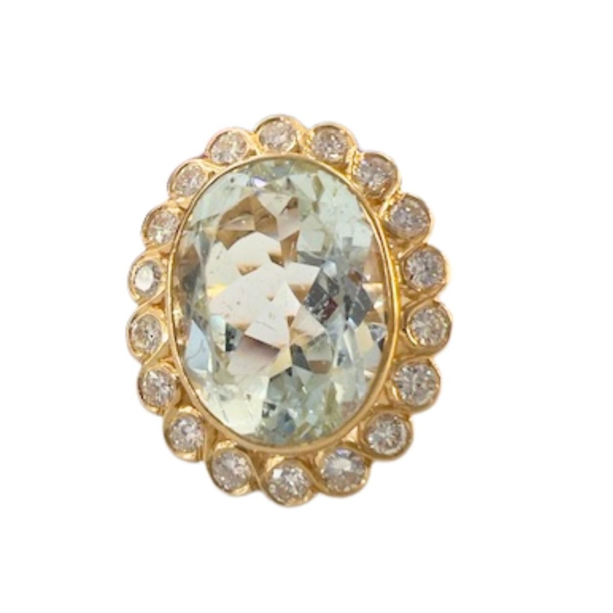 SORTIJA DISEÑO CONTEMPORÁNEO, DISEÑO CLÁSICO de ORO 18 kts con DIAMANTES y AGUAMARINA. PIEZA FRANCESA (BORDEAUX) - Castafiore