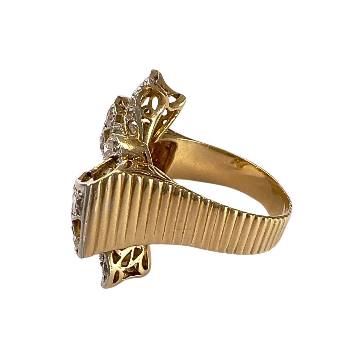 SORTIJA DISEÑO RETRO EPOCA 1940 de ORO y PLATINO con DIAMANTES - Castafiore