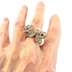 SORTIJA DISEÑO RETRO EPOCA 1940 de ORO y PLATINO con DIAMANTES - Castafiore