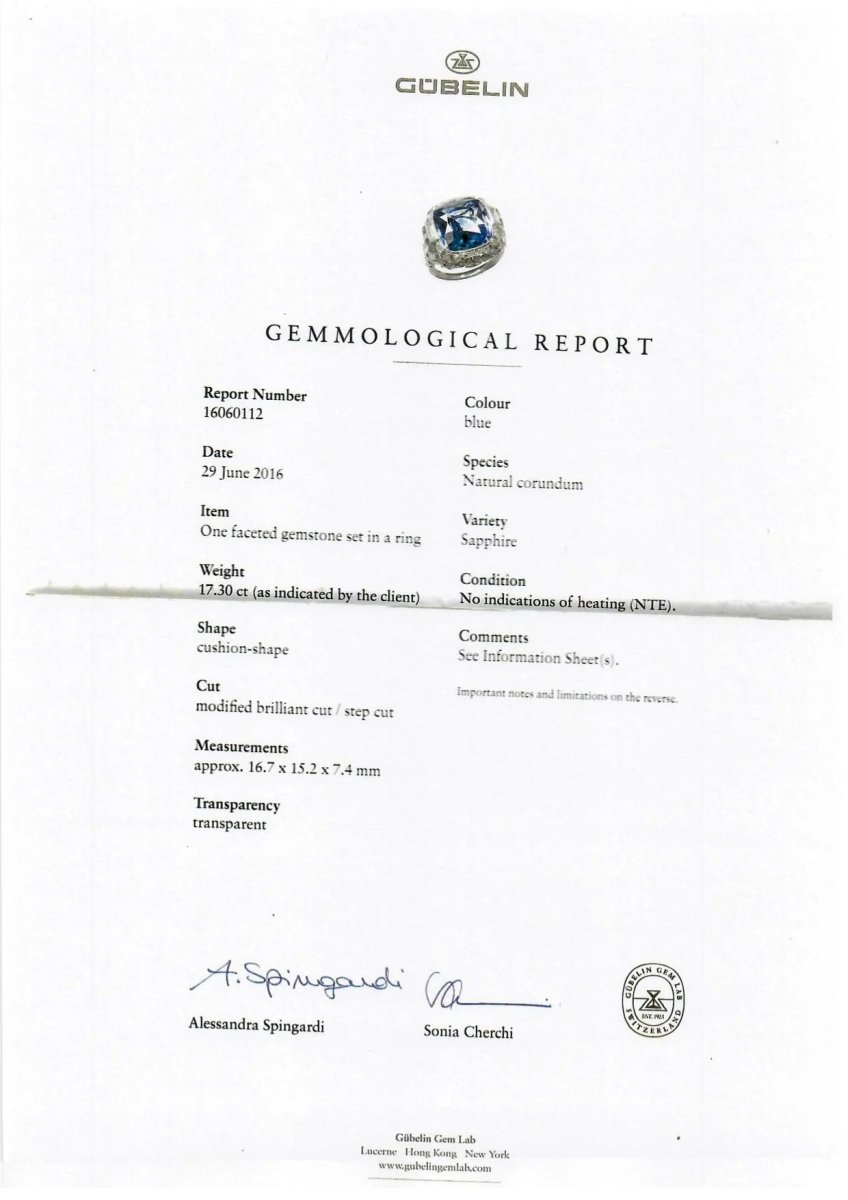 Ssef/Gubelin Certified 17 Carat Sapphire Art Deco Diamond Platinum Ring - Castafiore