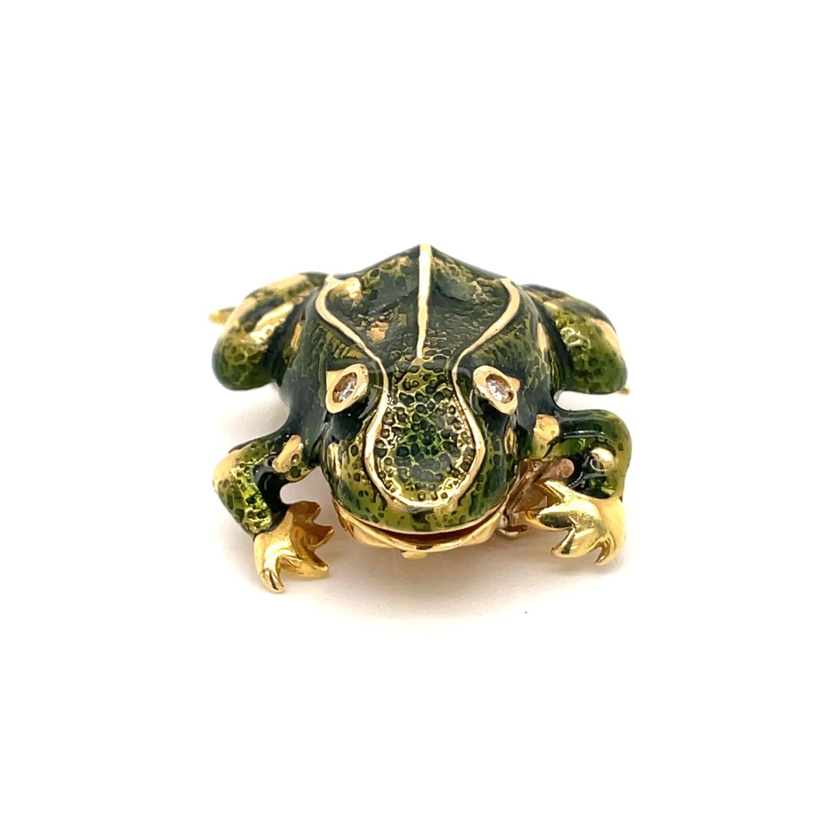 Tiffany & Co. Enamel and Diamond Frog Pendant/Brooch, 18 Karat Gold - Castafiore