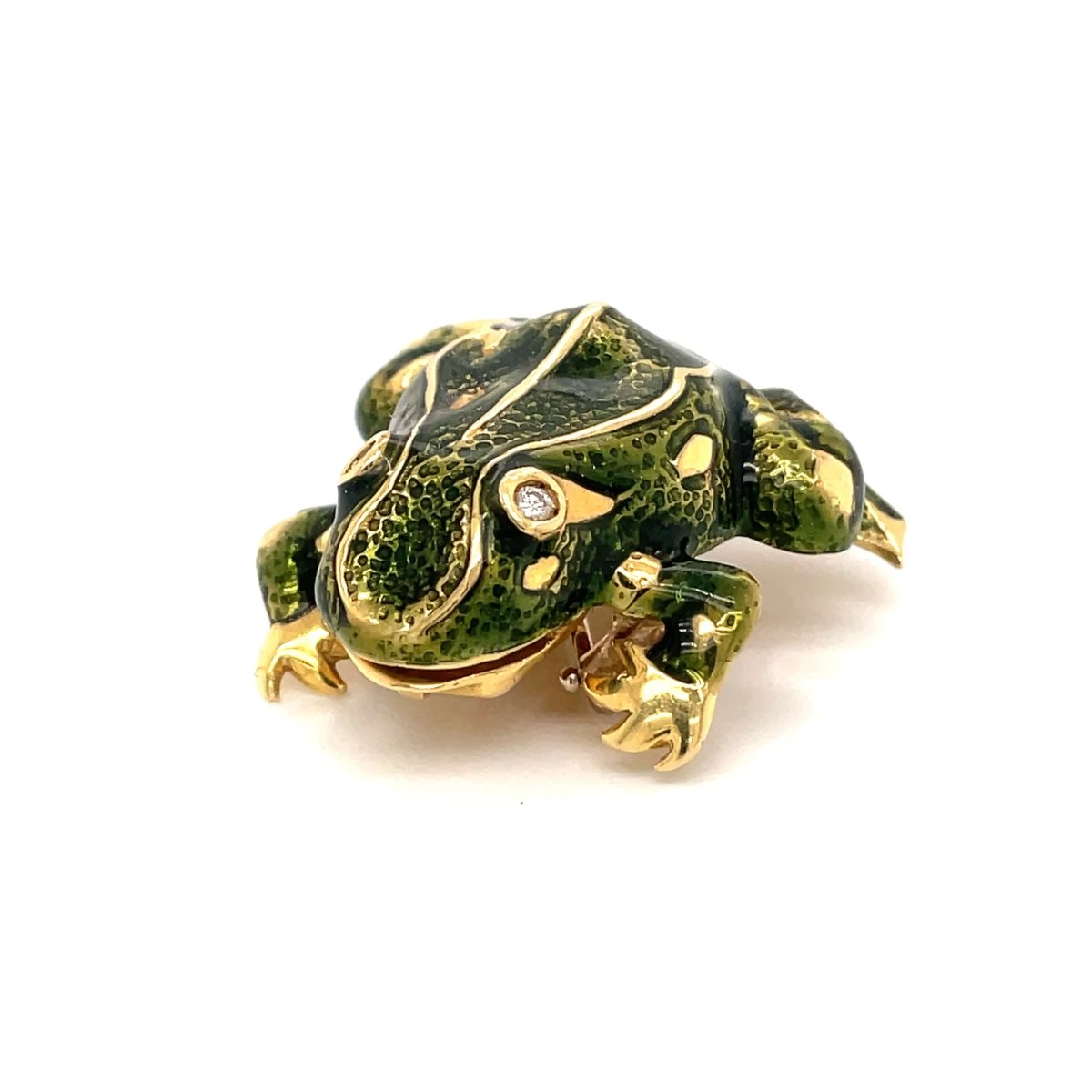 Tiffany & Co. Enamel and Diamond Frog Pendant/Brooch, 18 Karat Gold - Castafiore