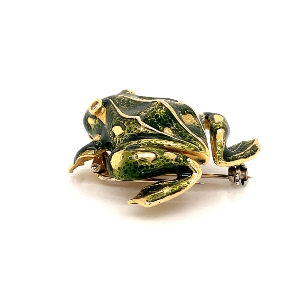 Tiffany & Co. Enamel and Diamond Frog Pendant/Brooch, 18 Karat Gold - Castafiore