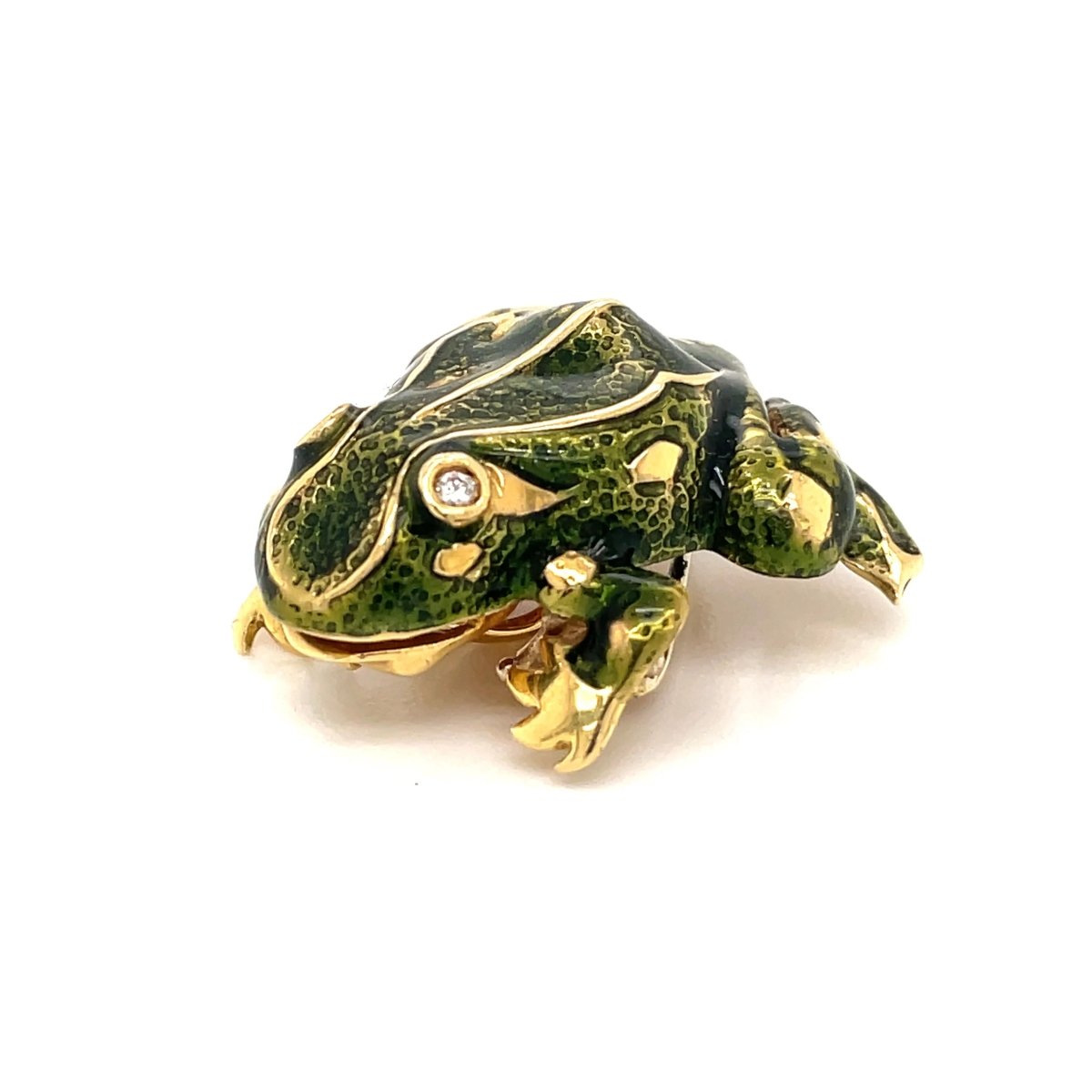 Tiffany & Co. Enamel and Diamond Frog Pendant/Brooch, 18 Karat Gold - Castafiore