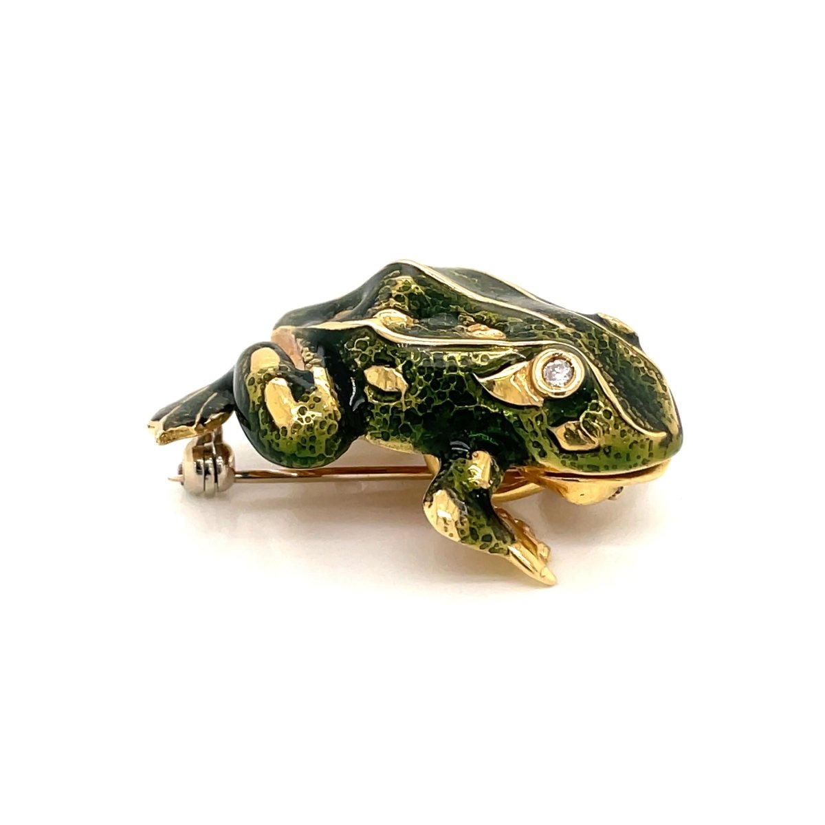 Tiffany & Co. Enamel and Diamond Frog Pendant/Brooch, 18 Karat Gold - Castafiore