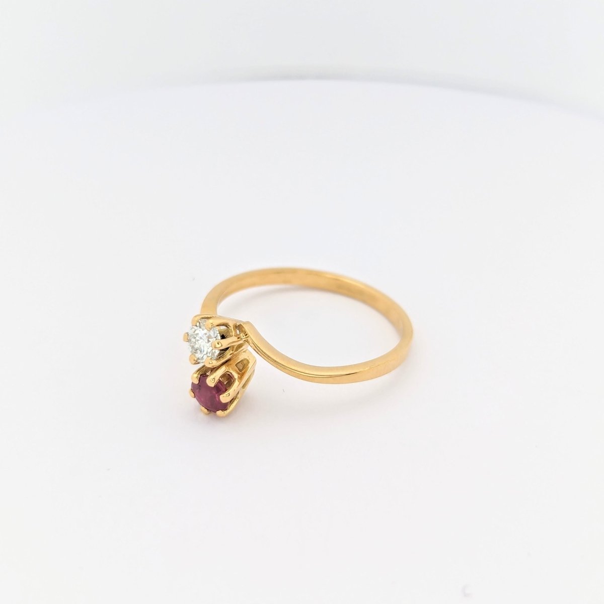 Toi et Moi en or jaune diamant et rubis - Castafiore