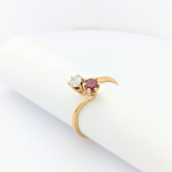 Toi et Moi en or jaune diamant et rubis - Castafiore