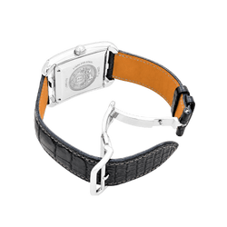 Montre Homme Hermès, "Cape Cod", acier, cuir. Très grand modèle.