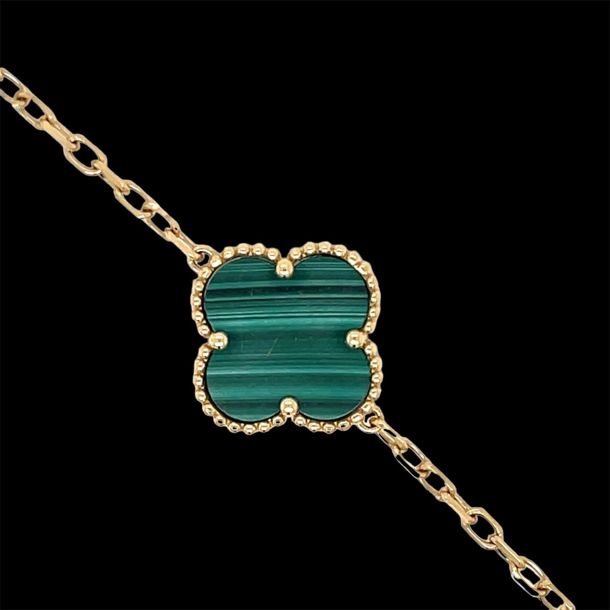 Van Cleef & Arpels Alhambra Green Malachite Gold Bracelet - Castafiore