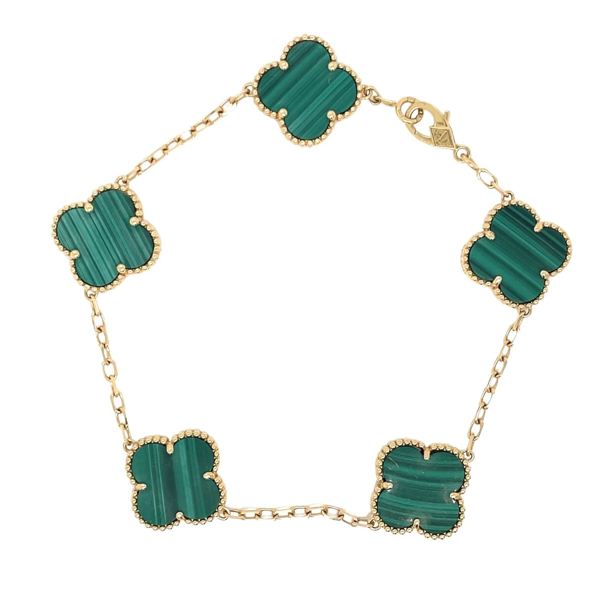 Van Cleef & Arpels Alhambra Green Malachite Gold Bracelet - Castafiore