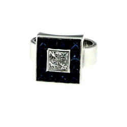 Vintage 2.50 Carat Sapphire 1 Carat Diamond Gold Ring - Castafiore