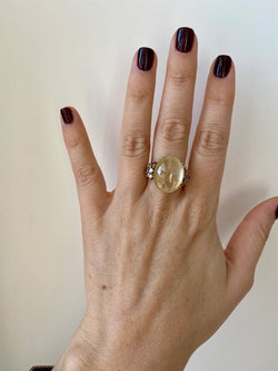 Vintage 32 Carat Natural Sapphire Diamond Cocktail Ring - Castafiore