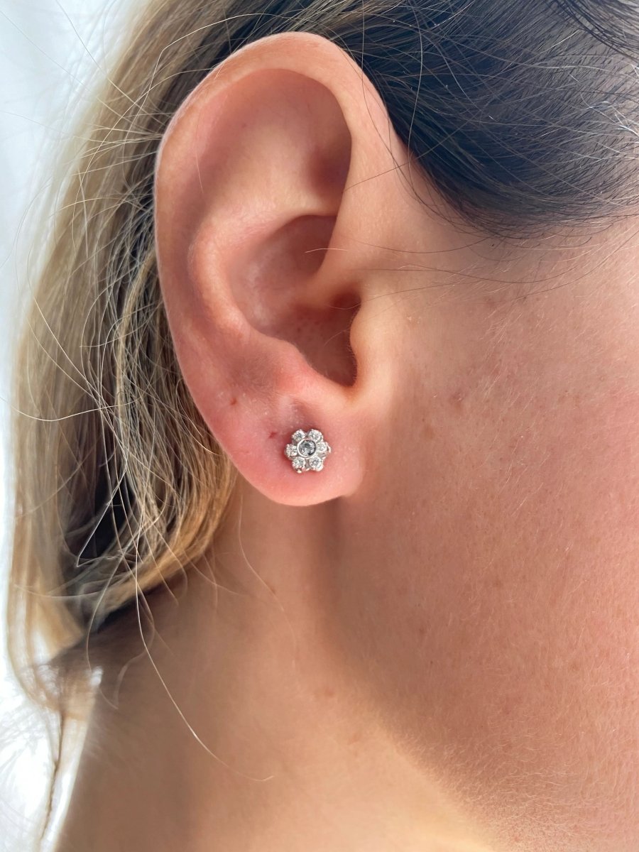 Vintage Diamond Gold Cluster Stud Earrings - Castafiore