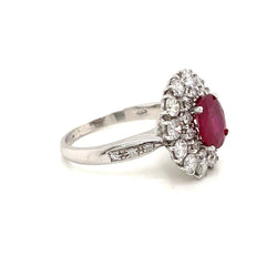 Vintage Ruby Diamond Gold Cluster Ring - Castafiore