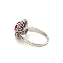 Vintage Ruby Diamond Gold Cluster Ring - Castafiore