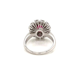 Vintage Ruby Diamond Gold Cluster Ring - Castafiore