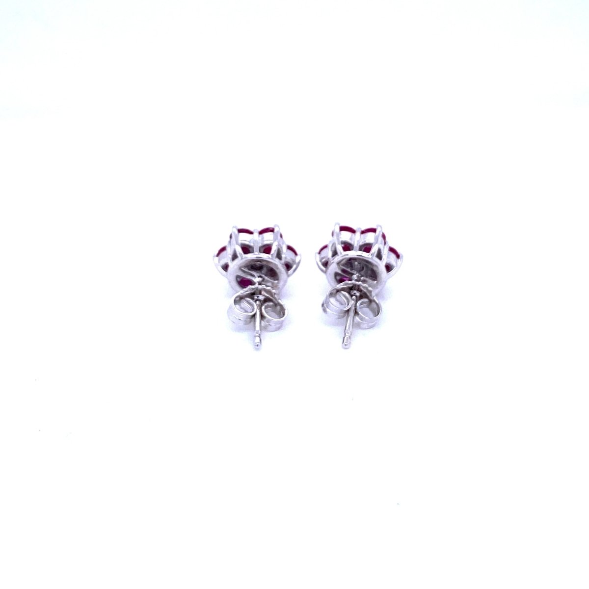 Vintage Ruby Diamond Gold Cluster Stud Earrings - Castafiore