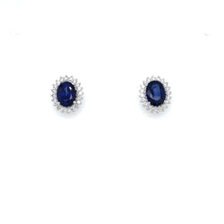 Vintage Sapphire Diamond Gold Cluster Stud Earrings - Castafiore
