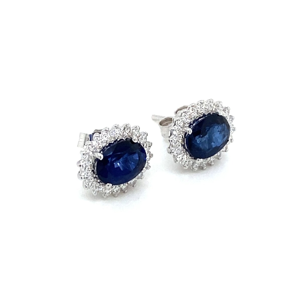 Vintage Sapphire Diamond Gold Cluster Stud Earrings - Castafiore