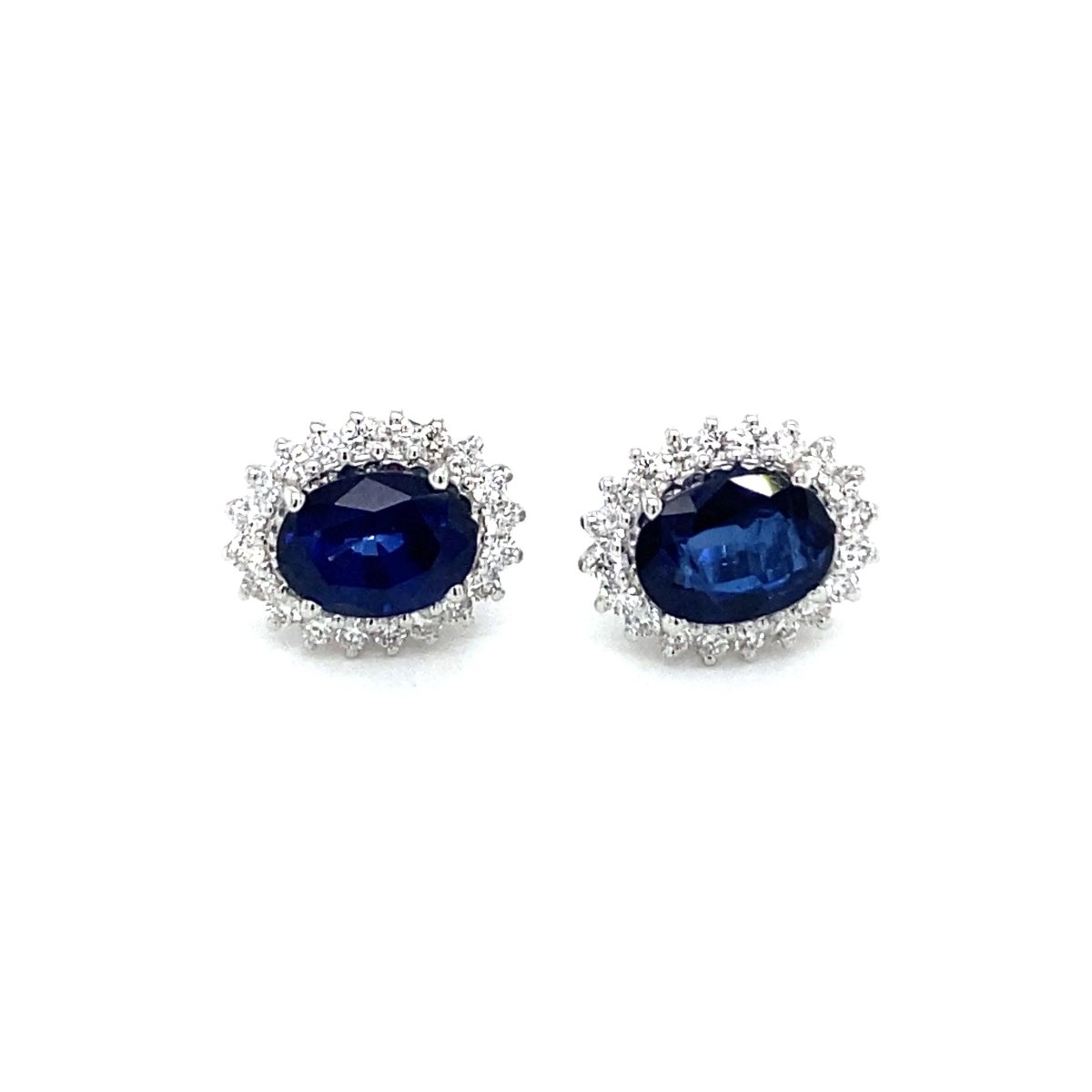 Vintage Sapphire Diamond Gold Cluster Stud Earrings - Castafiore