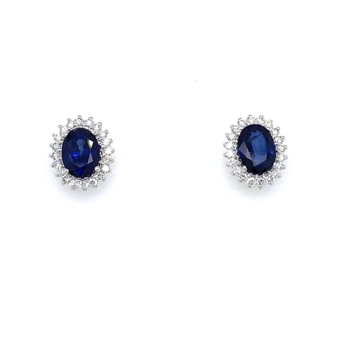 Vintage Sapphire Diamond Gold Cluster Stud Earrings - Castafiore