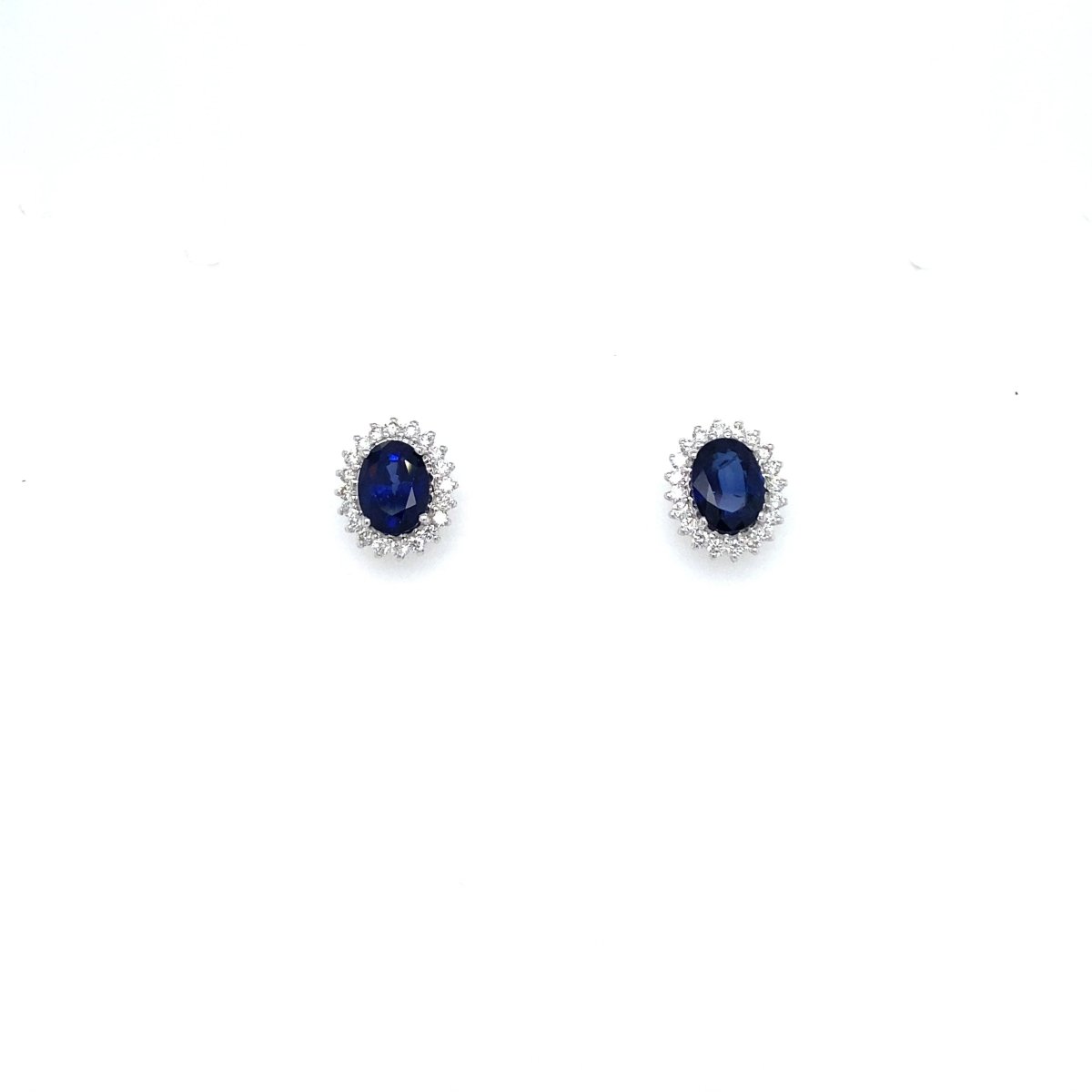 Vintage Sapphire Diamond Gold Cluster Stud Earrings - Castafiore