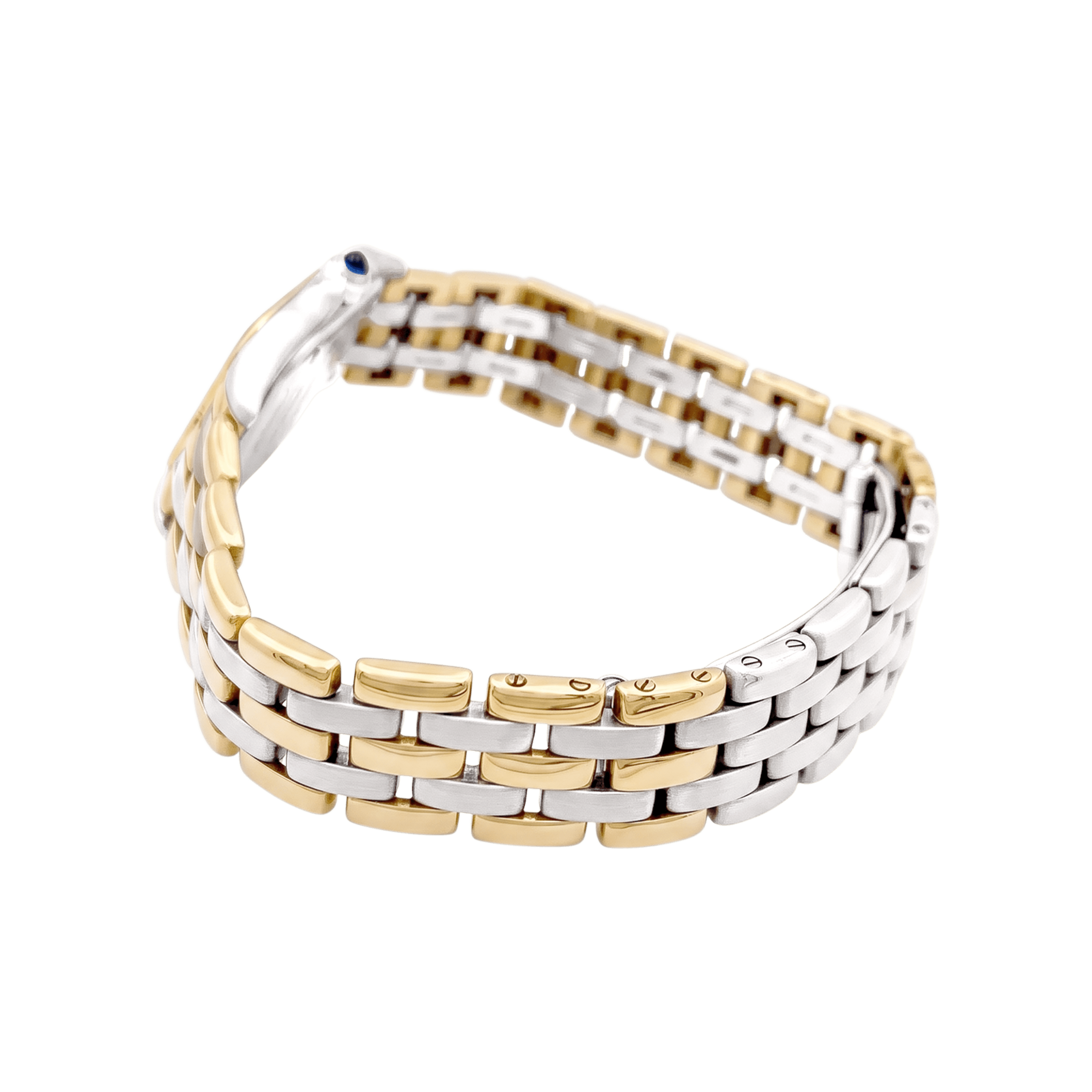 Montre Cartier, "Panthère", acier et or jaune trois rangs.