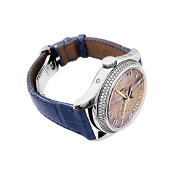 Montre Patek Philippe, "Annual Calendar", or blanc, nacre, diamants.