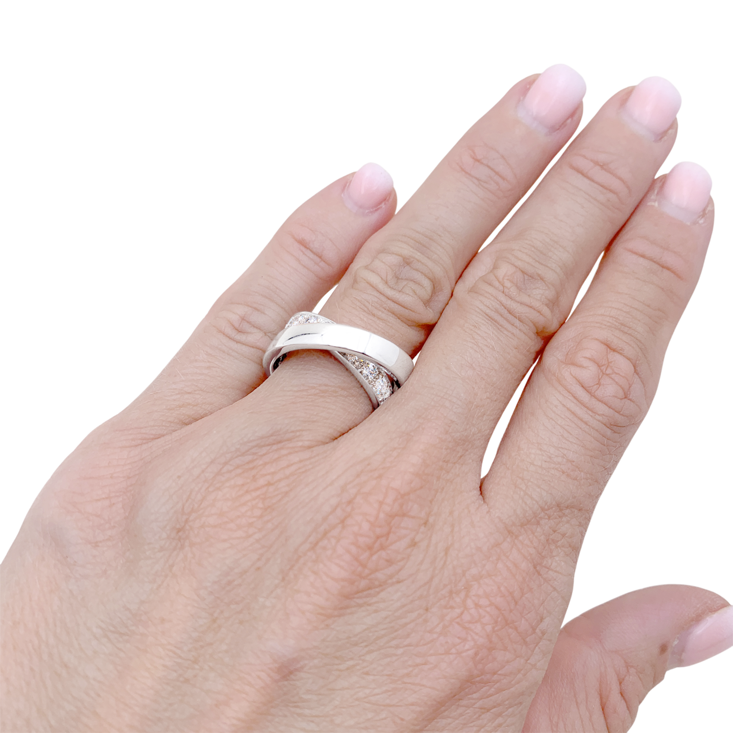 Bague Cartier, "Nouvelle Vague", or blanc et diamants.