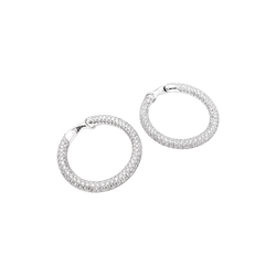 Boucles d'oreilles créoles "Tube", Chaumet, or blanc et diamants.