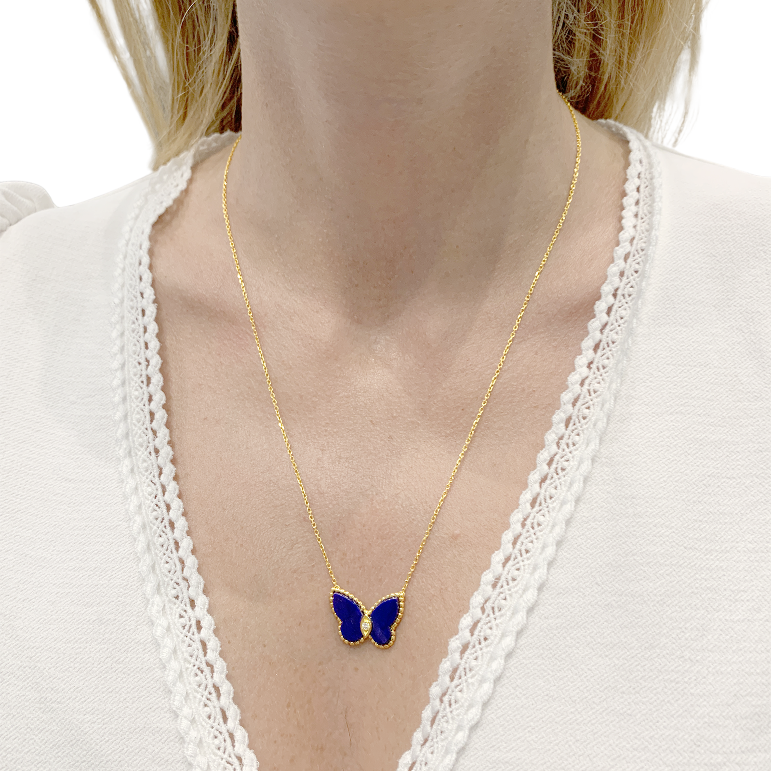 Collier Van Cleef & Arpels, "Papillon", or jaune et lapis-lazuli.