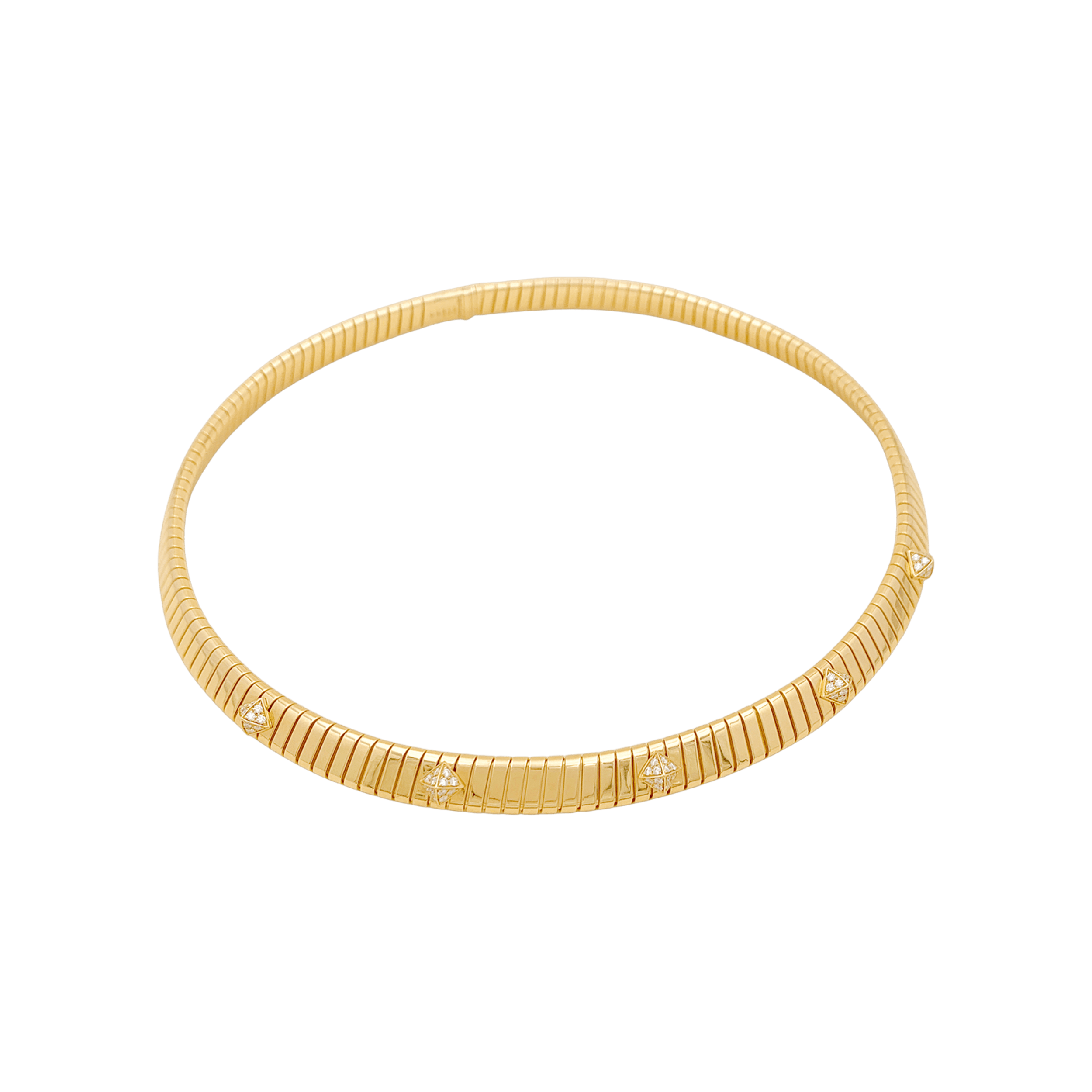Collier Bulgari, "Tubogas" or jaune et diamants.