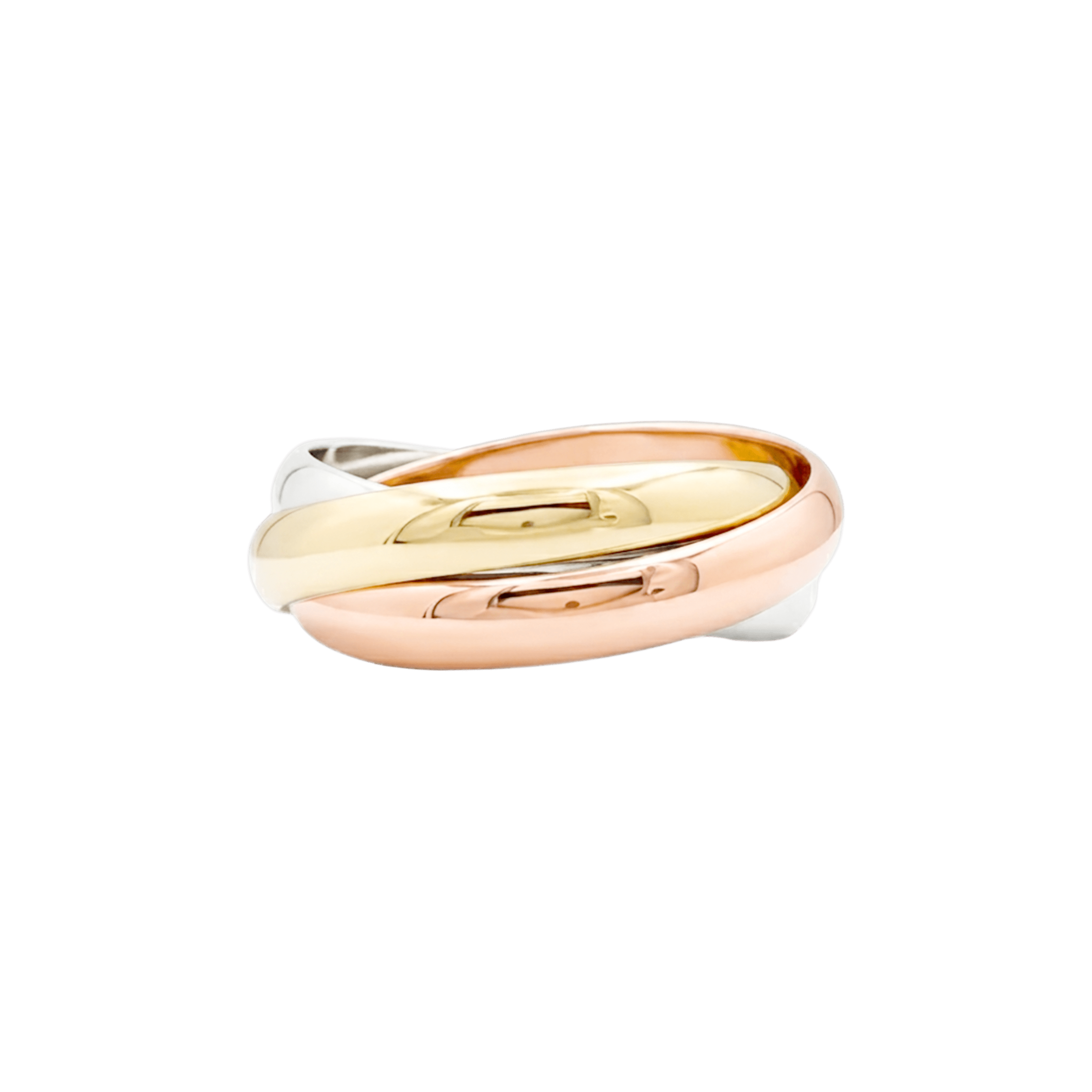 Bague Cartier, "Trinity Classique", trois anneaux en trois tons d'or.