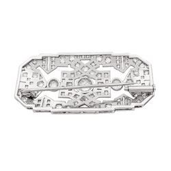 Broche Art Déco en platine, or blanc et diamants.