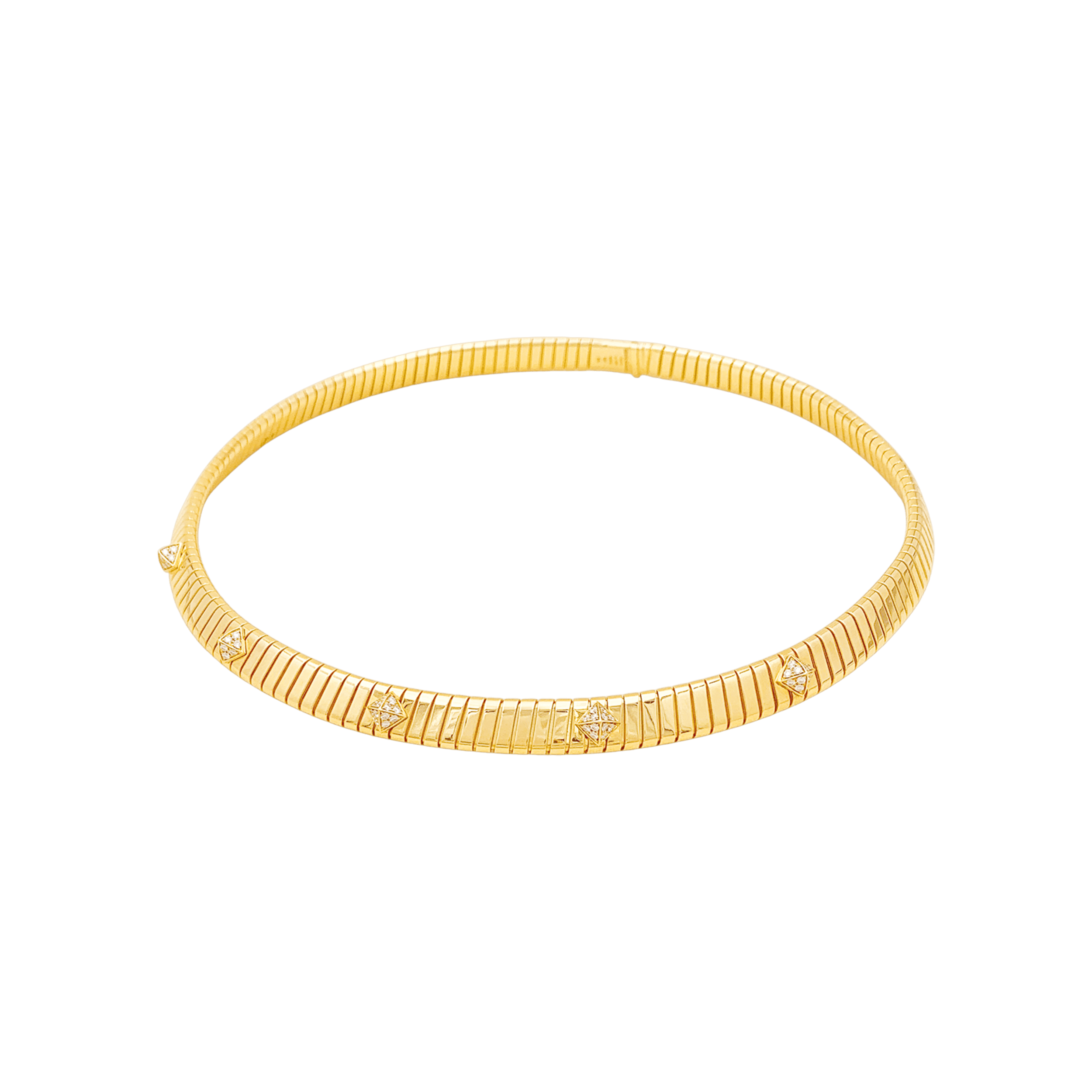 Collier Bulgari, "Tubogas" or jaune et diamants.