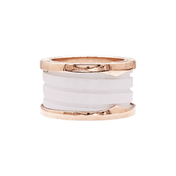 Bague Bulgari "B.Zero1", or jaune et céramique blanche.