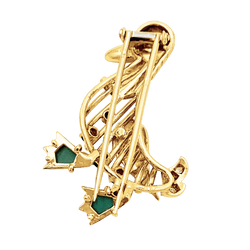 Broche « Canard » en or jaune, pierres précieuses et diamants.