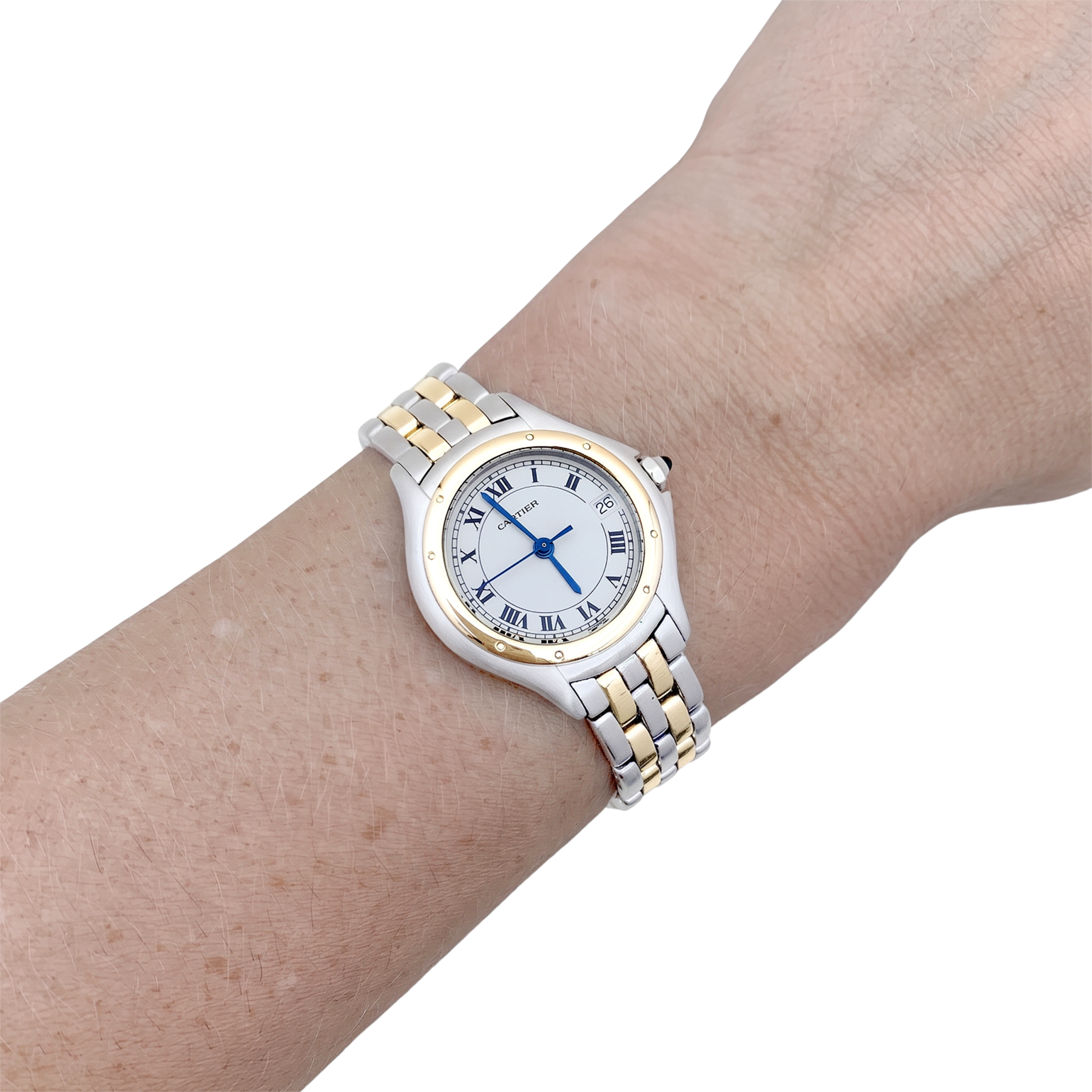 Montre Cartier "Panthère Cougar", or jaune et acier.