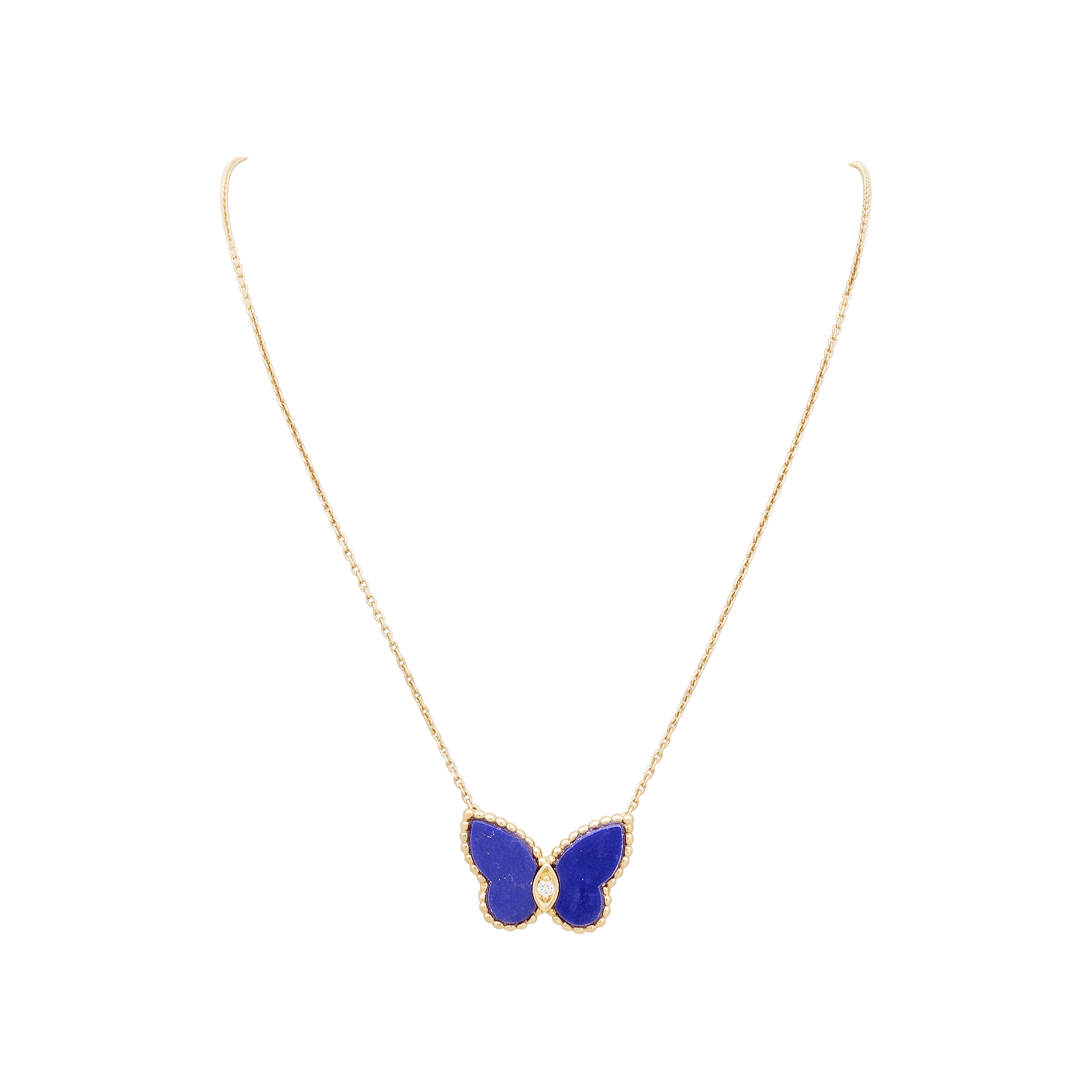 Collier Van Cleef & Arpels, "Papillon", or jaune et lapis-lazuli.