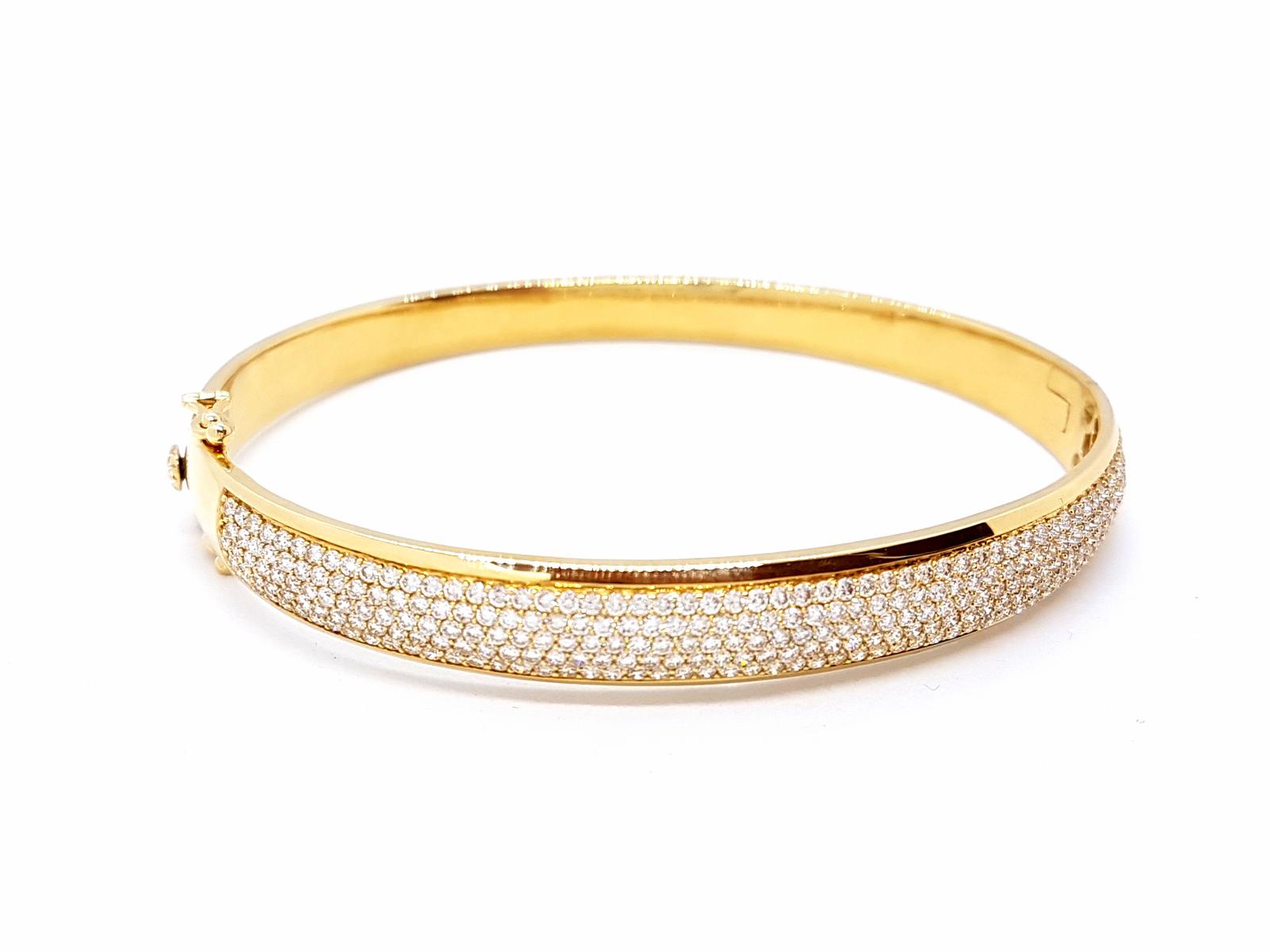 Bracelet Jonc en or jaune pavé diamants