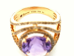 Bague ETERNAMÉ "Eternelle" en or jaune, améthyste et diamants