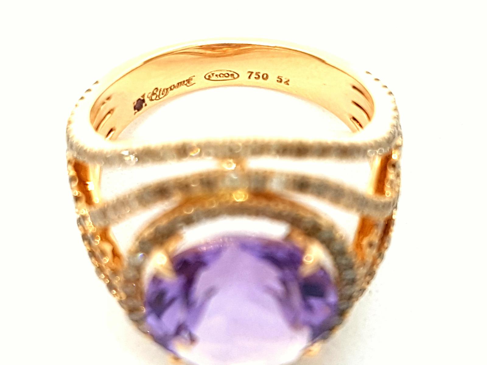 Bague ETERNAMÉ "Eternelle" en or jaune, améthyste et diamants