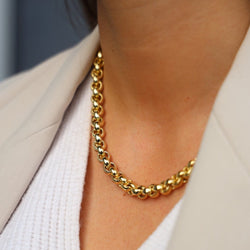 Necklace Chain jaseron mesh in 2 golds, carnelian and lapis lazulis