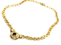 Pendant necklace in yellow gold, diamonds and rubies