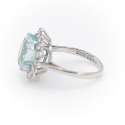 Bague Pompadour Or blanc Aigue Marine