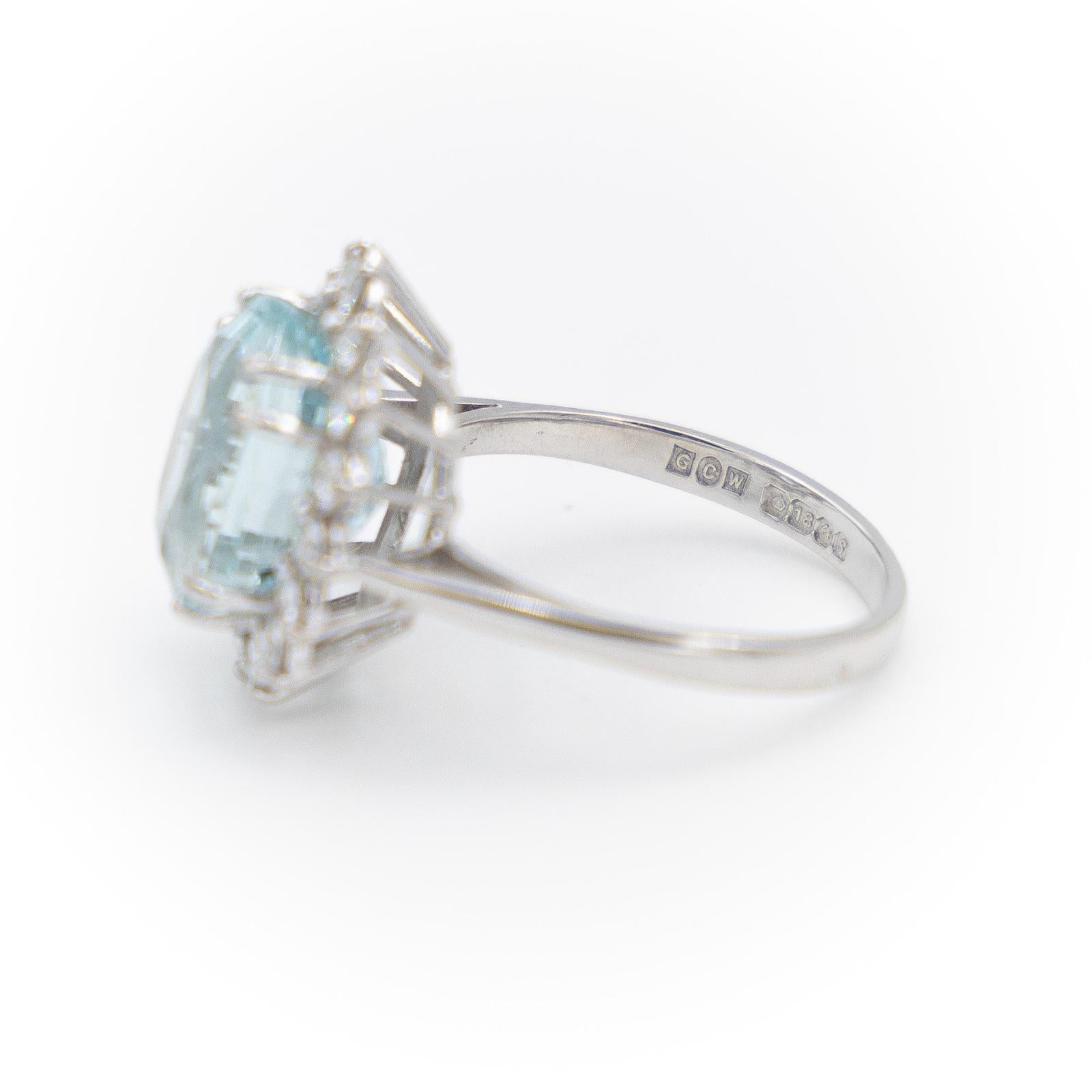 Bague Pompadour Or blanc Aigue Marine